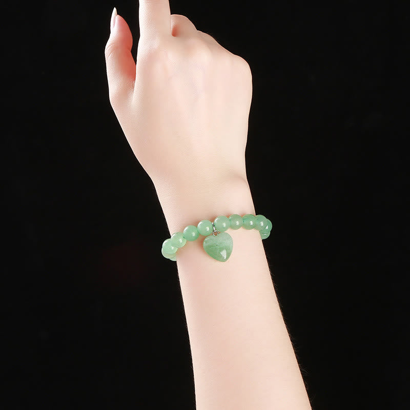 EverestArtstudios Various Crystal Green Aventurine Love Heart Balance Bracelet