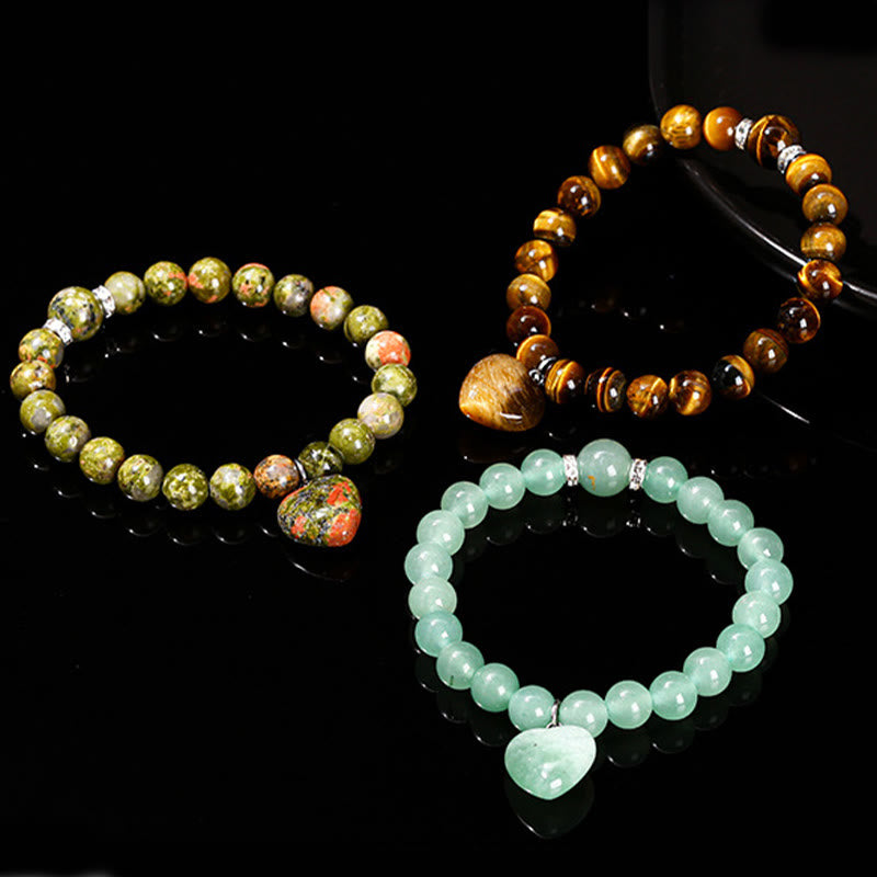 EverestArtstudios Various Crystal Green Aventurine Love Heart Balance Bracelet