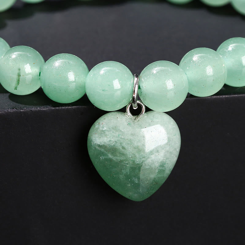 EverestArtstudios Various Crystal Green Aventurine Love Heart Balance Bracelet