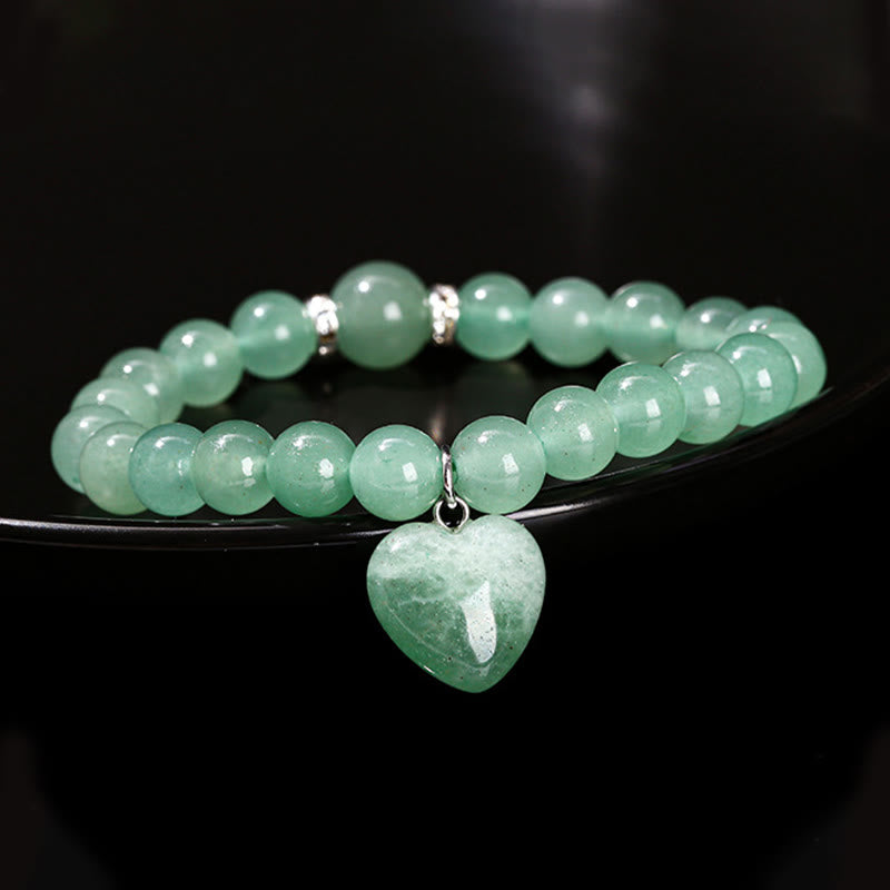 EverestArtstudios Various Crystal Green Aventurine Love Heart Balance Bracelet