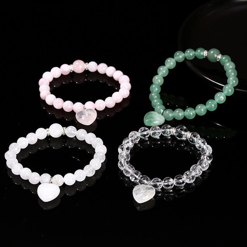 EverestArtstudios Various Crystal Green Aventurine Love Heart Balance Bracelet