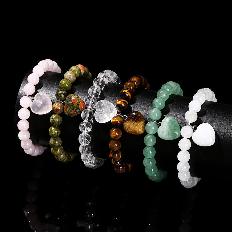 EverestArtstudios Various Crystal Green Aventurine Love Heart Balance Bracelet