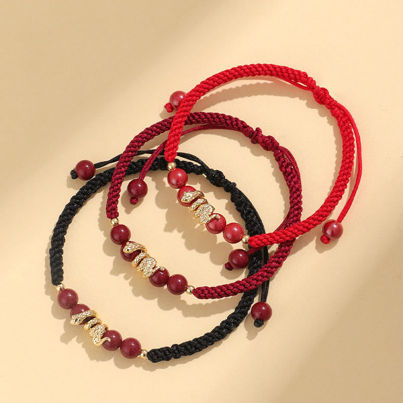 EverestArtstudios Cinnabar Handmade Year Of Snake String Protection Braided Bracelet