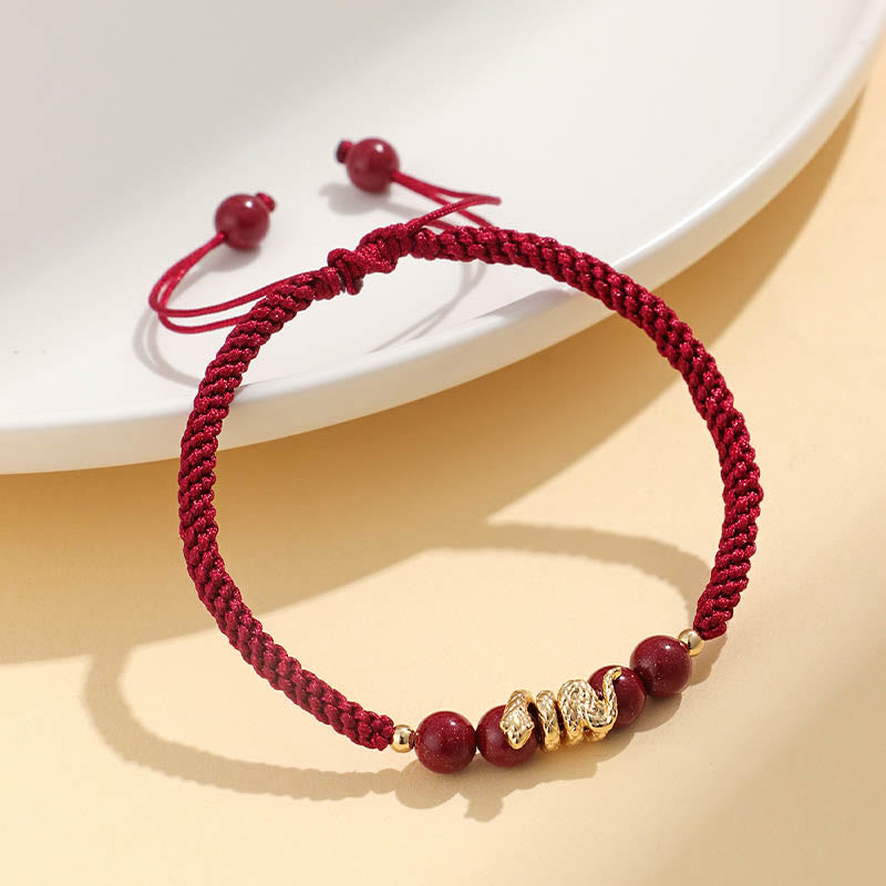 EverestArtstudios Cinnabar Handmade Year Of Snake String Protection Braided Bracelet
