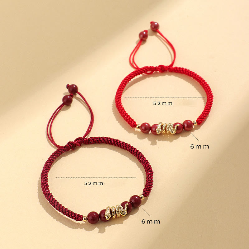 EverestArtstudios Cinnabar Handmade Year Of Snake String Protection Braided Bracelet