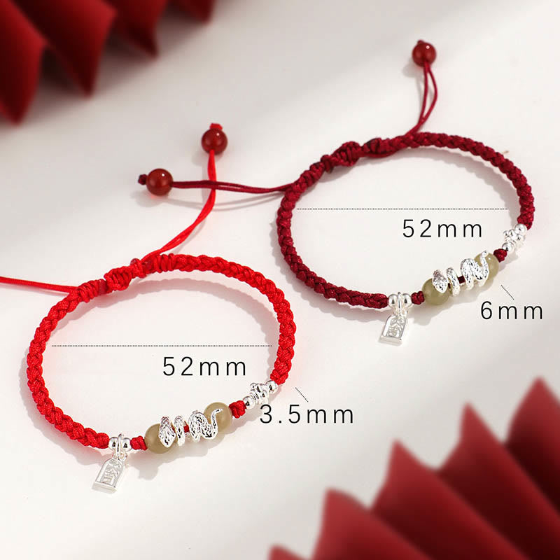 EverestArtstudios Hetian Jade Year of the Snake String Protection Braided Bracelet