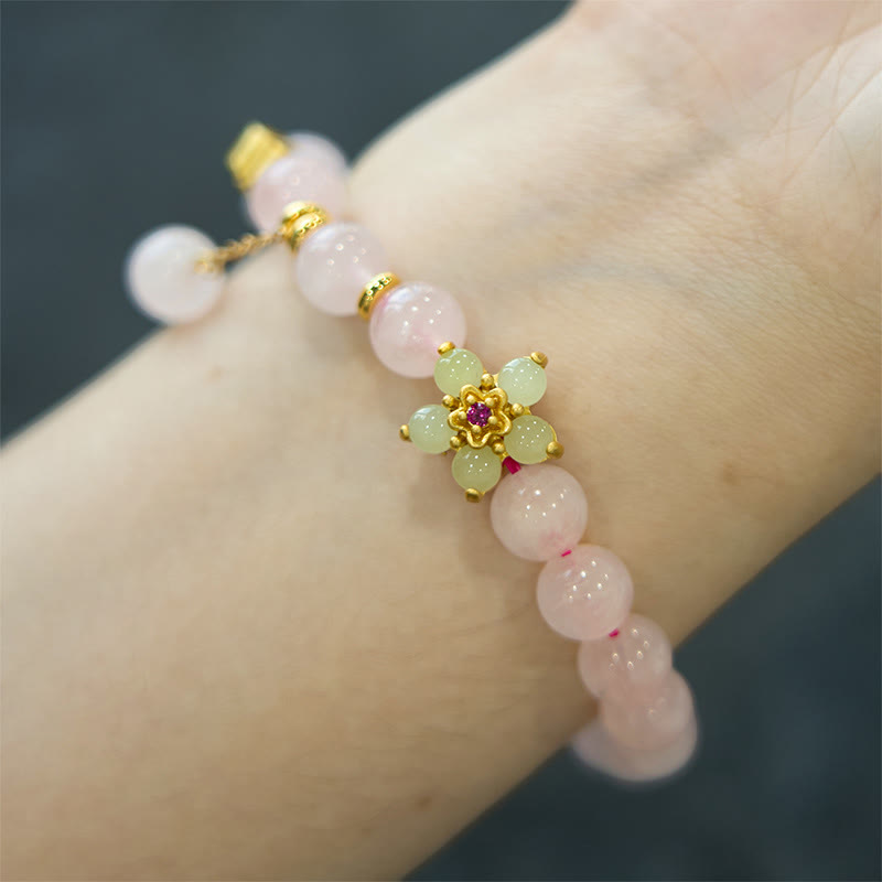 EverestArtstudios Pink Crystal Citrine Flower Warmth Bracelet