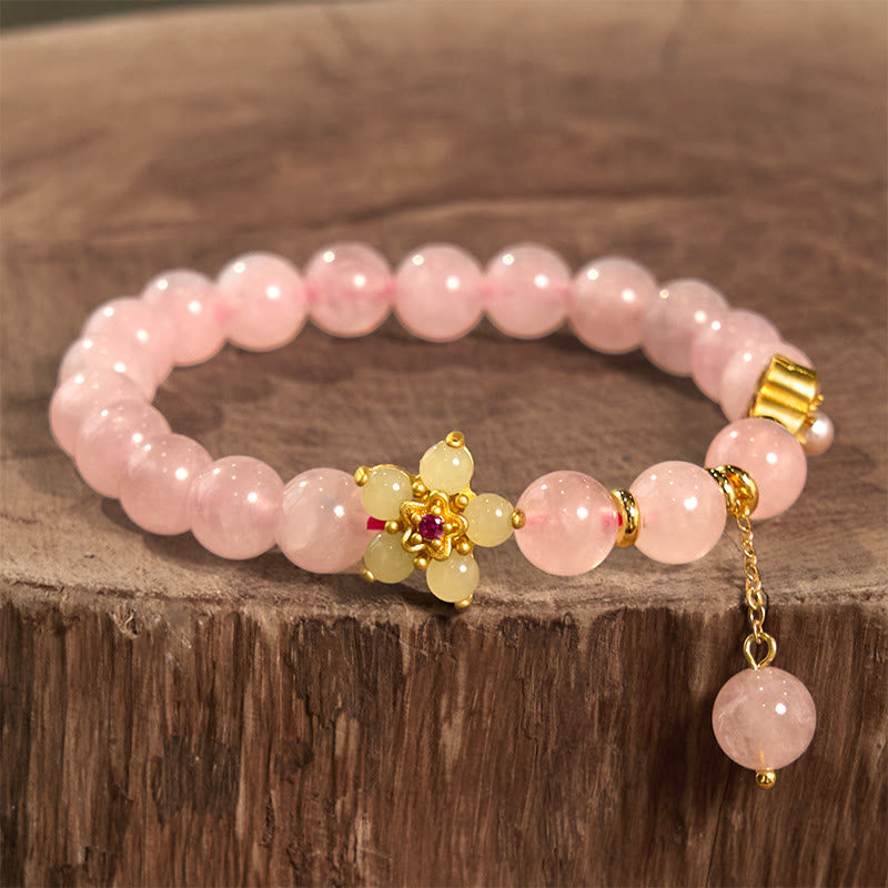 EverestArtstudios Pink Crystal Citrine Flower Warmth Bracelet