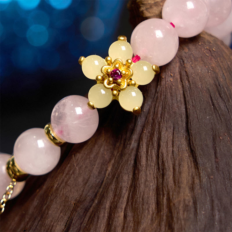 EverestArtstudios Pink Crystal Citrine Flower Warmth Bracelet