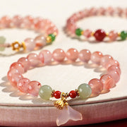 EverestArtstudios South Red Agate Butterfly Orchid Hetian Jade Luck Bracelet