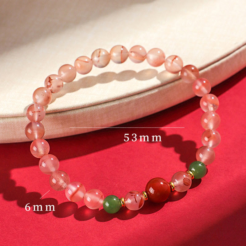 EverestArtstudios South Red Agate Butterfly Orchid Hetian Jade Luck Bracelet