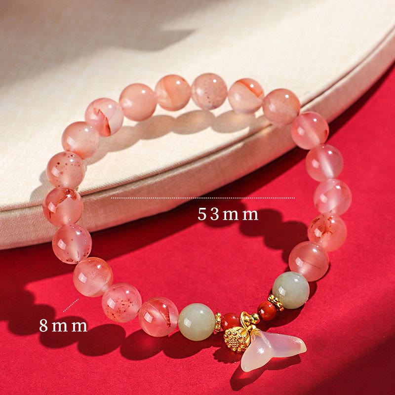 EverestArtstudios South Red Agate Butterfly Orchid Hetian Jade Luck Bracelet