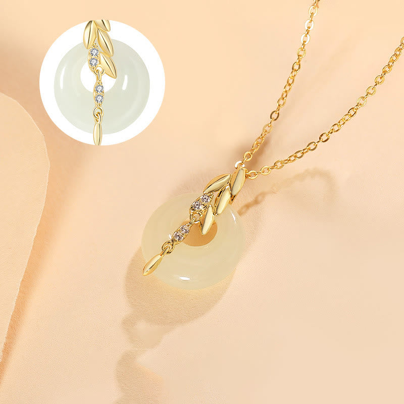 EverestArtstudios Hetian Jade 925 Sterling Silver Wheat Luck Necklace Pendant