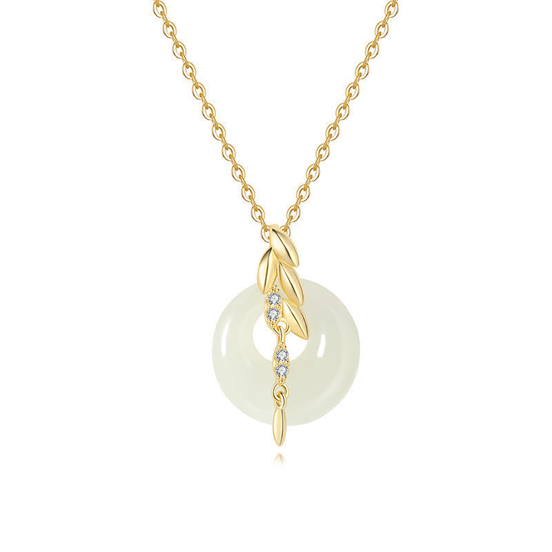 EverestArtstudios Hetian Jade 925 Sterling Silver Wheat Luck Necklace Pendant