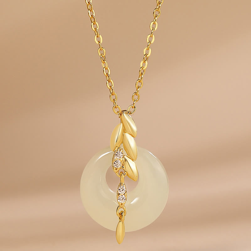 EverestArtstudios Hetian Jade 925 Sterling Silver Wheat Luck Necklace Pendant