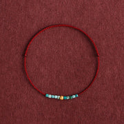 EverestArtStudios 999 Gold Beads Turquoise Protection Braided Bracelet Anklet