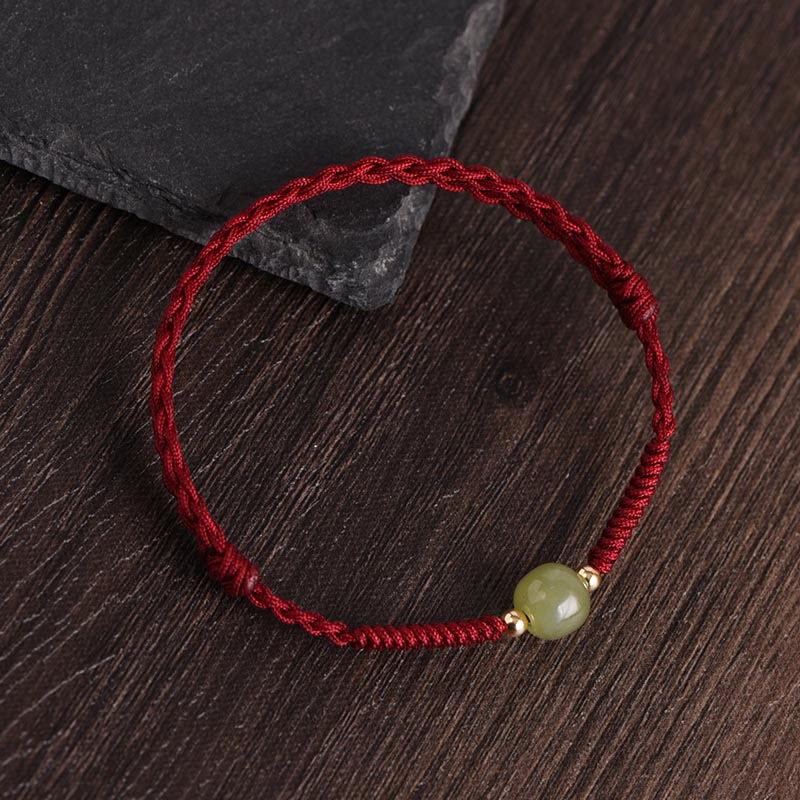 EverestArtstudios Hetian-Jade-Flechtschmuck mit Goldperlen