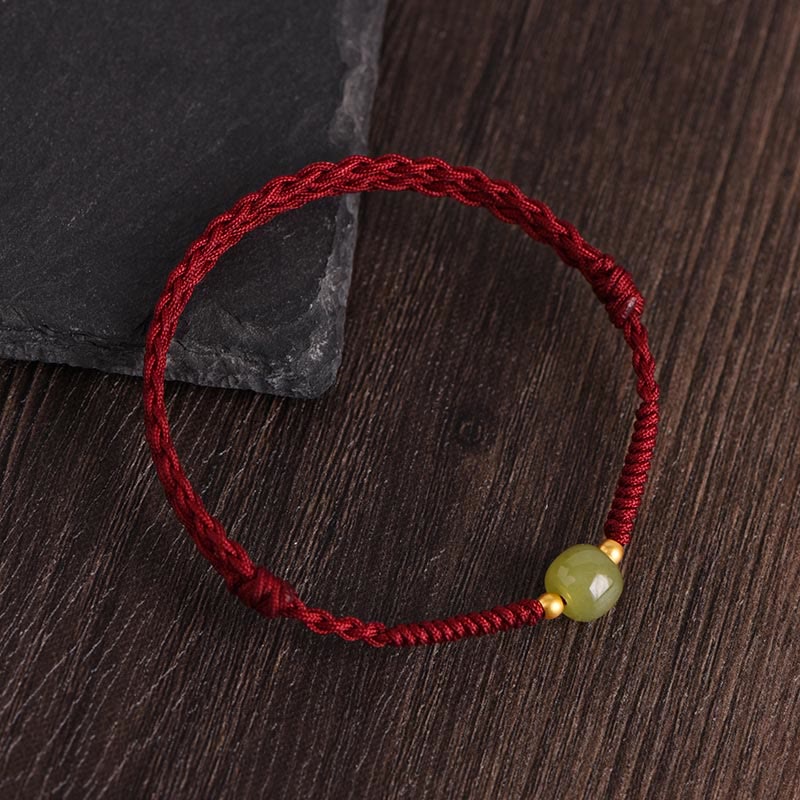 EverestArtstudios Hetian-Jade-Flechtschmuck mit Goldperlen