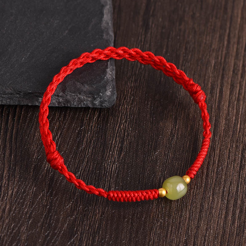 EverestArtstudios Hetian-Jade-Flechtschmuck mit Goldperlen
