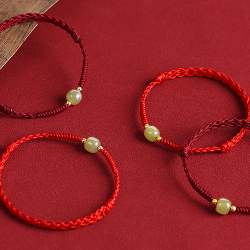 EverestArtstudios Hetian-Jade-Flechtschmuck mit Goldperlen
