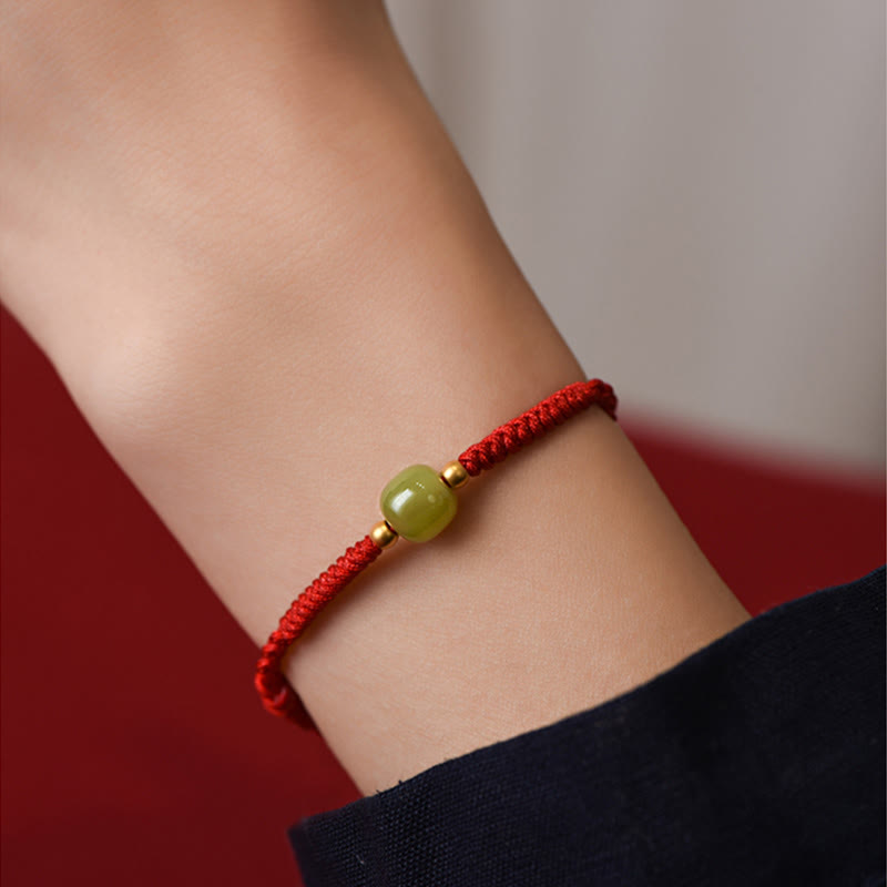 EverestArtstudios Hetian-Jade-Flechtschmuck mit Goldperlen