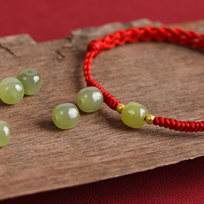 EverestArtstudios Hetian-Jade-Flechtschmuck mit Goldperlen
