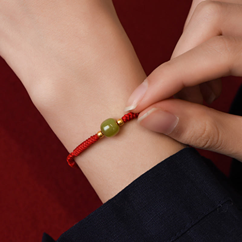 EverestArtstudios Hetian-Jade-Flechtschmuck mit Goldperlen