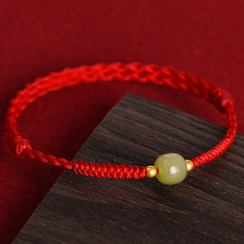 EverestArtstudios Hetian-Jade-Flechtschmuck mit Goldperlen