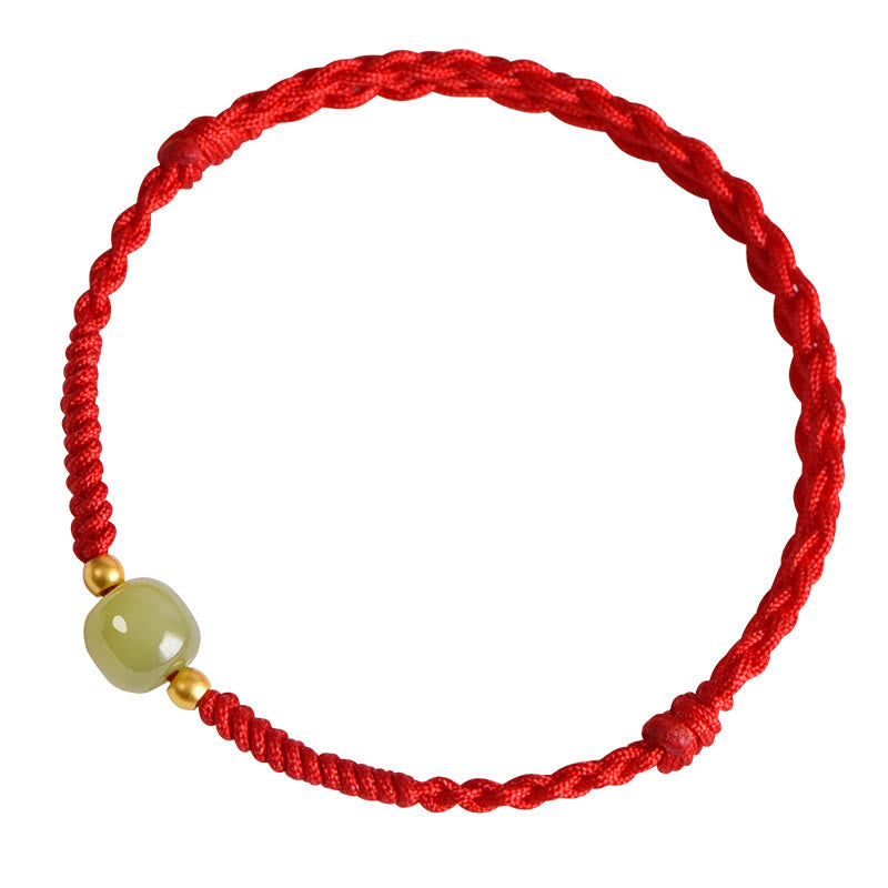 EverestArtstudios Hetian-Jade-Flechtschmuck mit Goldperlen