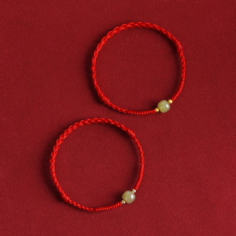 EverestArtstudios Hetian-Jade-Flechtschmuck mit Goldperlen