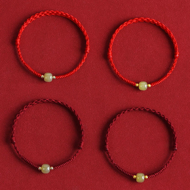 EverestArtstudios Hetian-Jade-Flechtschmuck mit Goldperlen