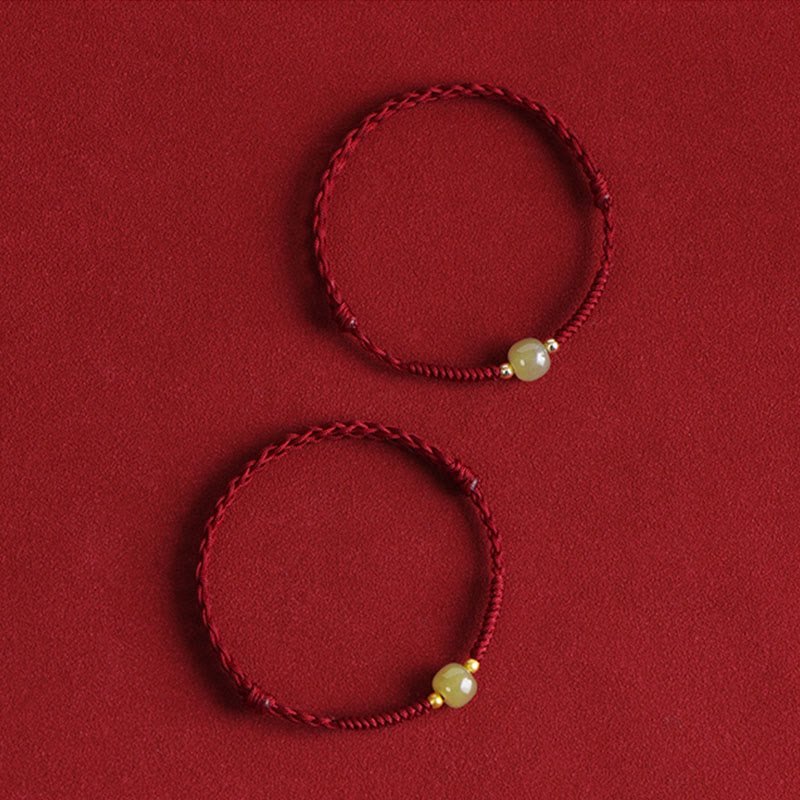 EverestArtstudios Hetian-Jade-Flechtschmuck mit Goldperlen