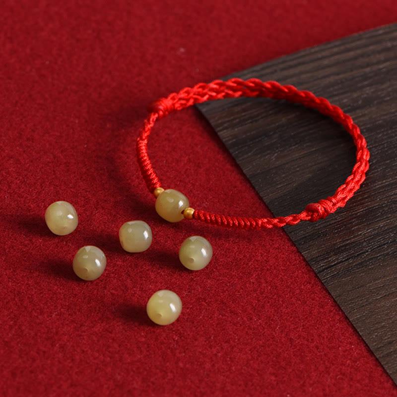 EverestArtstudios Hetian-Jade-Flechtschmuck mit Goldperlen