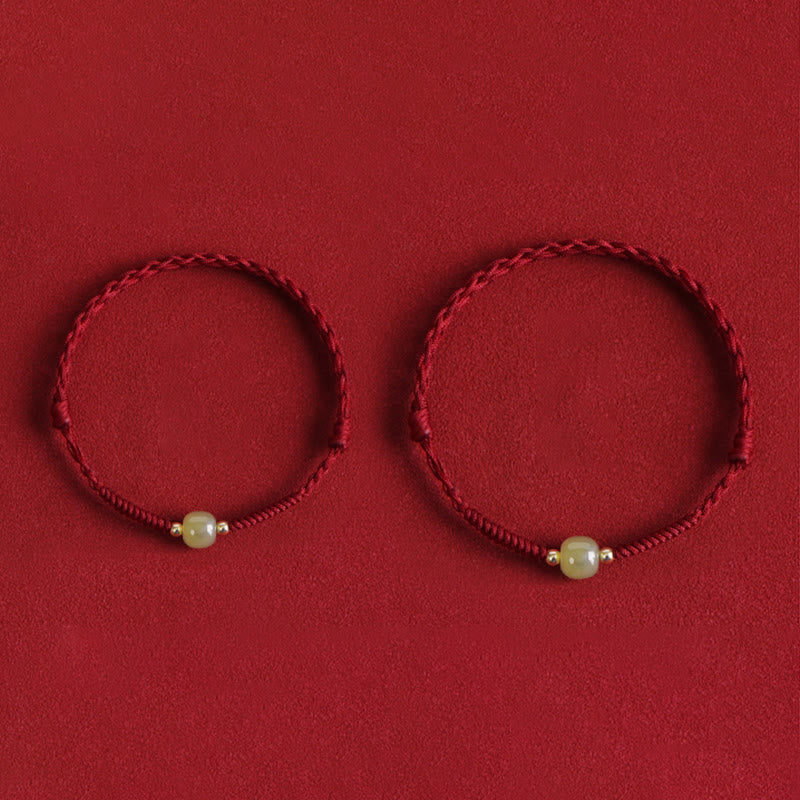 EverestArtstudios Hetian-Jade-Flechtschmuck mit Goldperlen