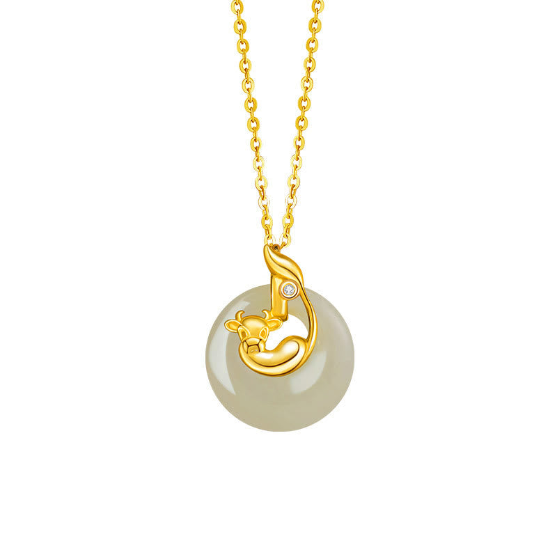 EverestArtstudios Chinese Zodiac Hetian Jade 925 Sterling Silver Abundance Necklace Pendant