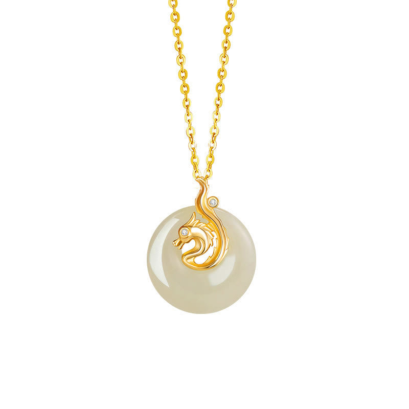 EverestArtstudios Chinese Zodiac Hetian Jade 925 Sterling Silver Abundance Necklace Pendant