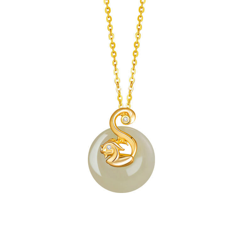EverestArtstudios Chinese Zodiac Hetian Jade 925 Sterling Silver Abundance Necklace Pendant