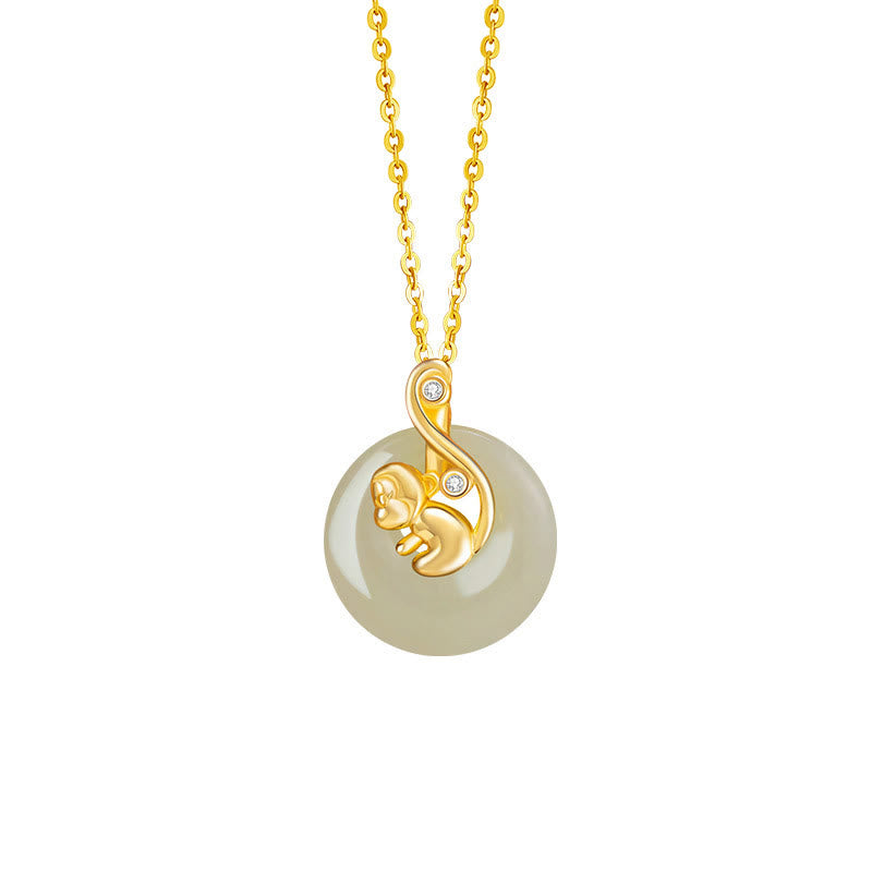 EverestArtstudios Chinese Zodiac Hetian Jade 925 Sterling Silver Abundance Necklace Pendant