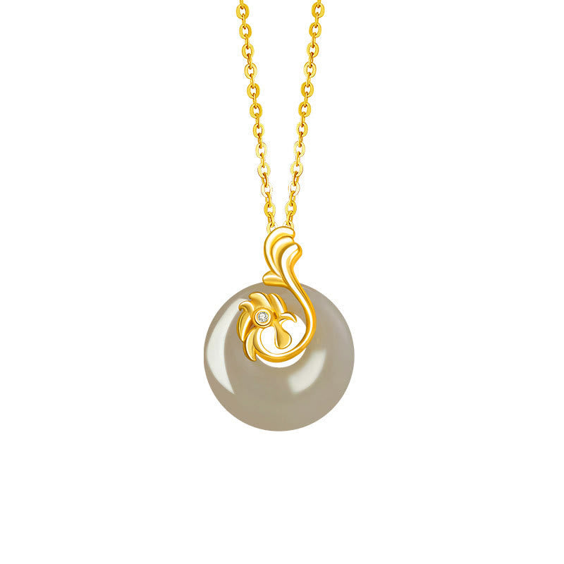 EverestArtstudios Chinese Zodiac Hetian Jade 925 Sterling Silver Abundance Necklace Pendant