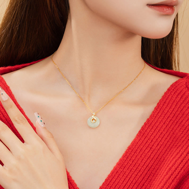 EverestArtstudios Chinese Zodiac Hetian Jade 925 Sterling Silver Abundance Necklace Pendant