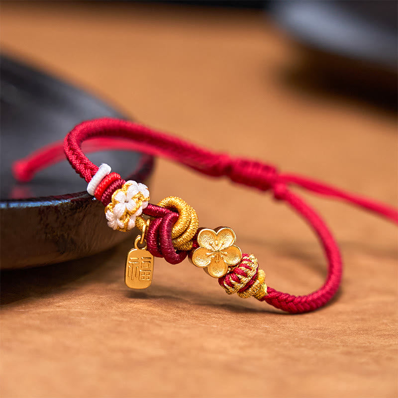 EverestArtstudios Peach Blossom Happiness Charm Luck Red String Bracelet