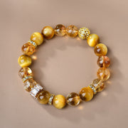 Buddha Stones Natural Tiger Eye Citrine Beads Strength Courage Bracelet