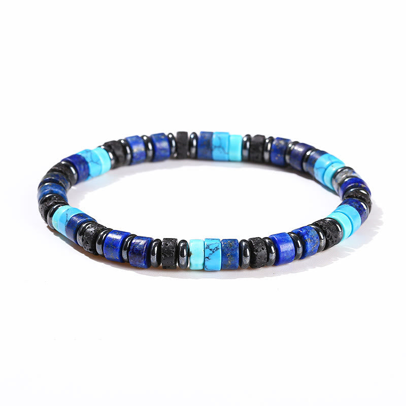 Buddha Stones Hematite Turquoise Lazurite Lapis Lazuli Lava Rock Black Glitter Stone Support Bracelet