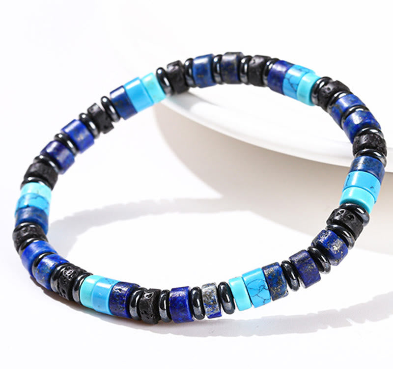 Buddha Stones Hematite Turquoise Lazurite Lapis Lazuli Lava Rock Black Glitter Stone Support Bracelet