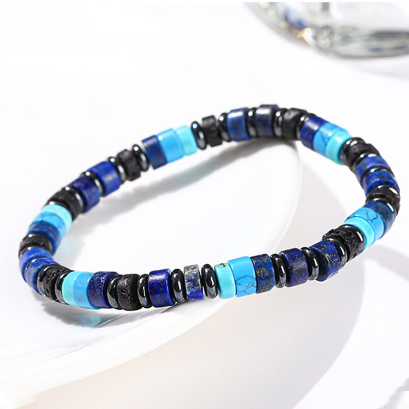 Buddha Stones Hematite Turquoise Lazurite Lapis Lazuli Lava Rock Black Glitter Stone Support Bracelet