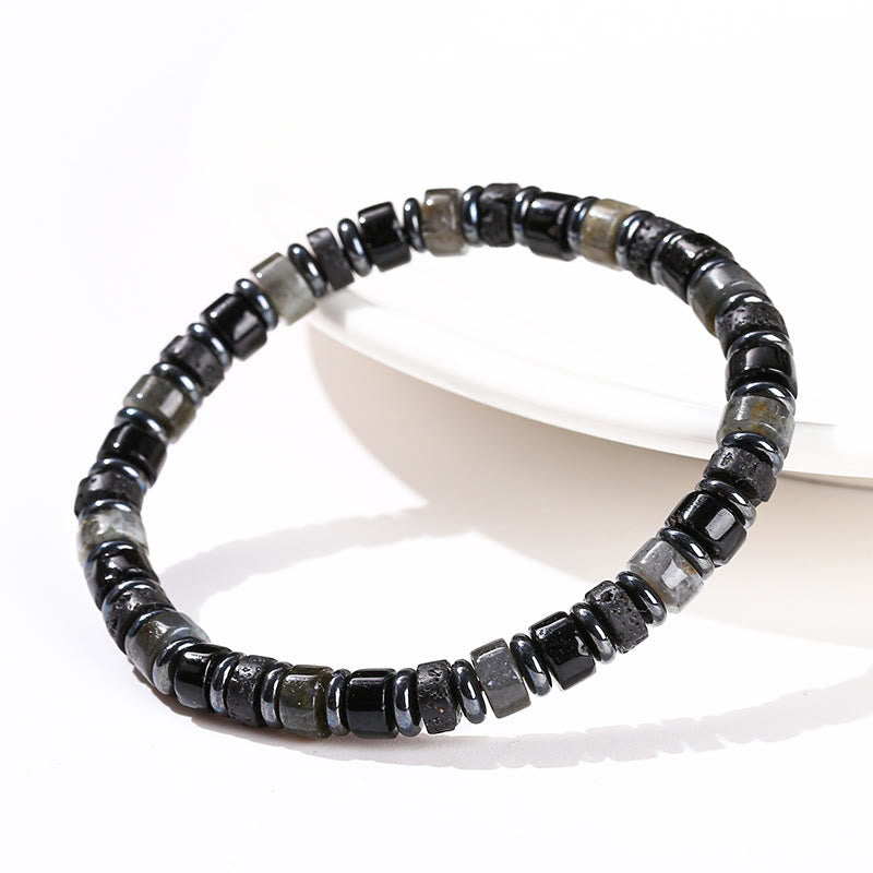Buddha Stones Hematite Turquoise Lazurite Lapis Lazuli Lava Rock Black Glitter Stone Support Bracelet