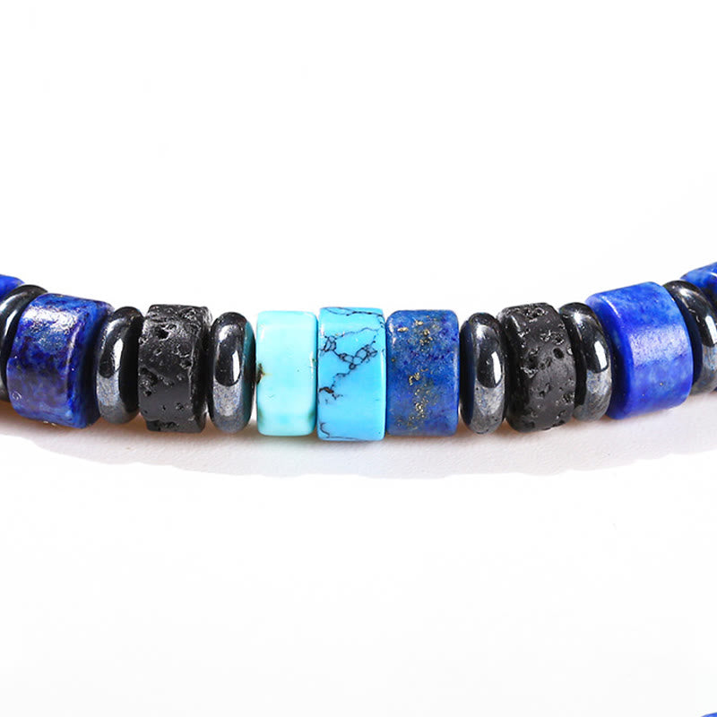 Buddha Stones Hematite Turquoise Lazurite Lapis Lazuli Lava Rock Black Glitter Stone Support Bracelet