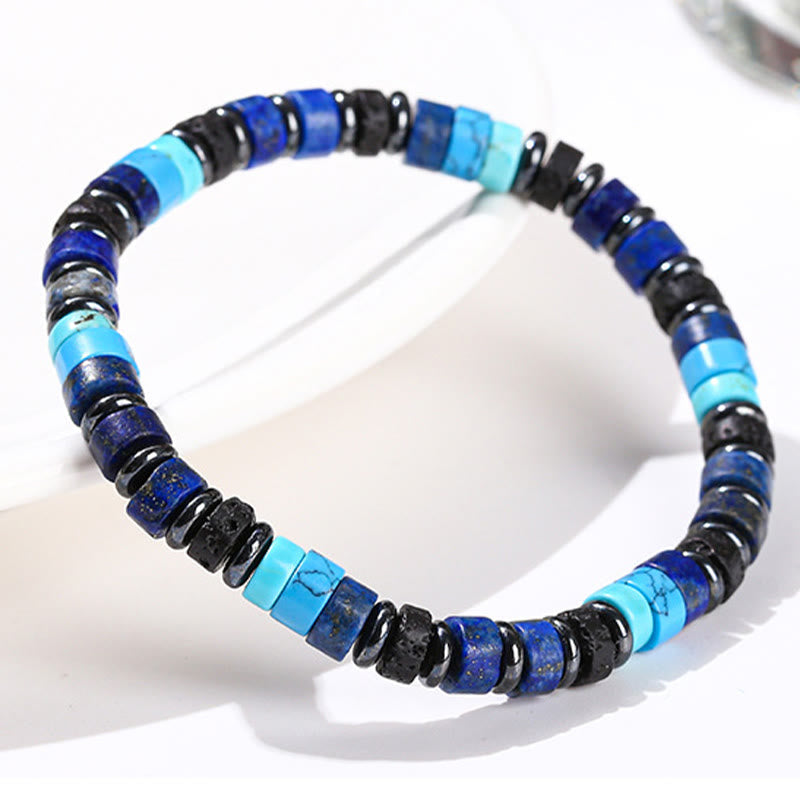 Buddha Stones Hematite Turquoise Lazurite Lapis Lazuli Lava Rock Black Glitter Stone Support Bracelet