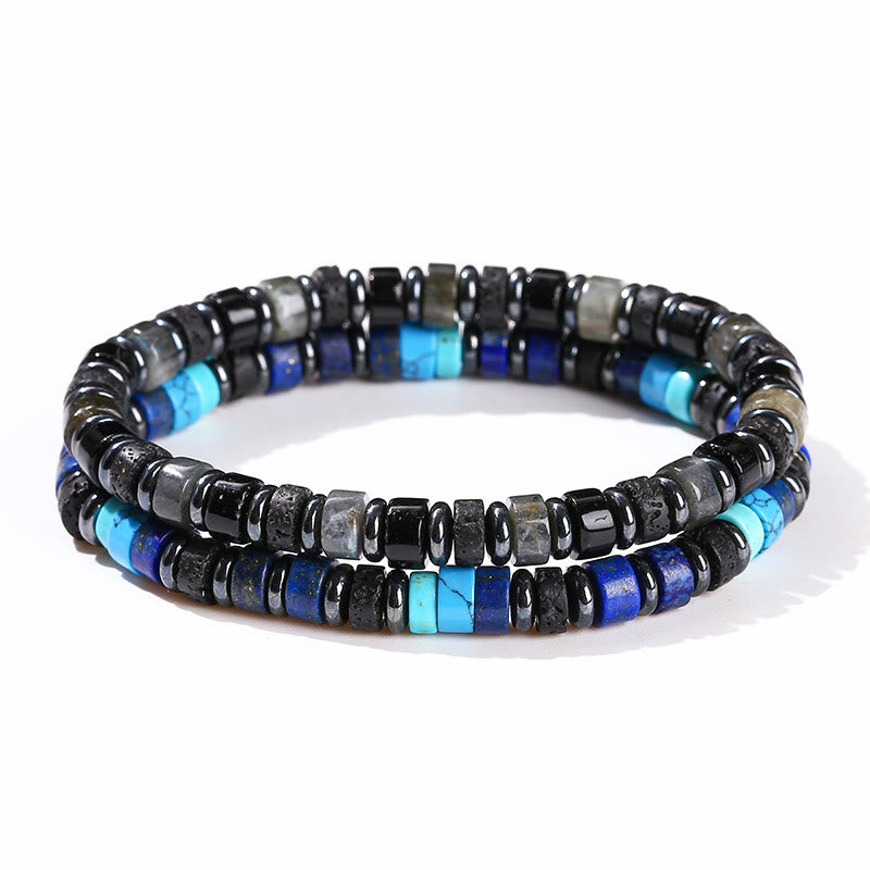 Buddha Stones Hematite Turquoise Lazurite Lapis Lazuli Lava Rock Black Glitter Stone Support Bracelet
