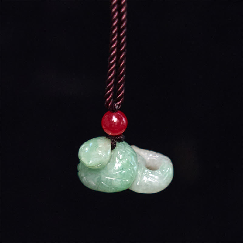 EverestArtstudios Chinese Zodiac Year of the Snake Natural Jade Luck Necklace Pendant